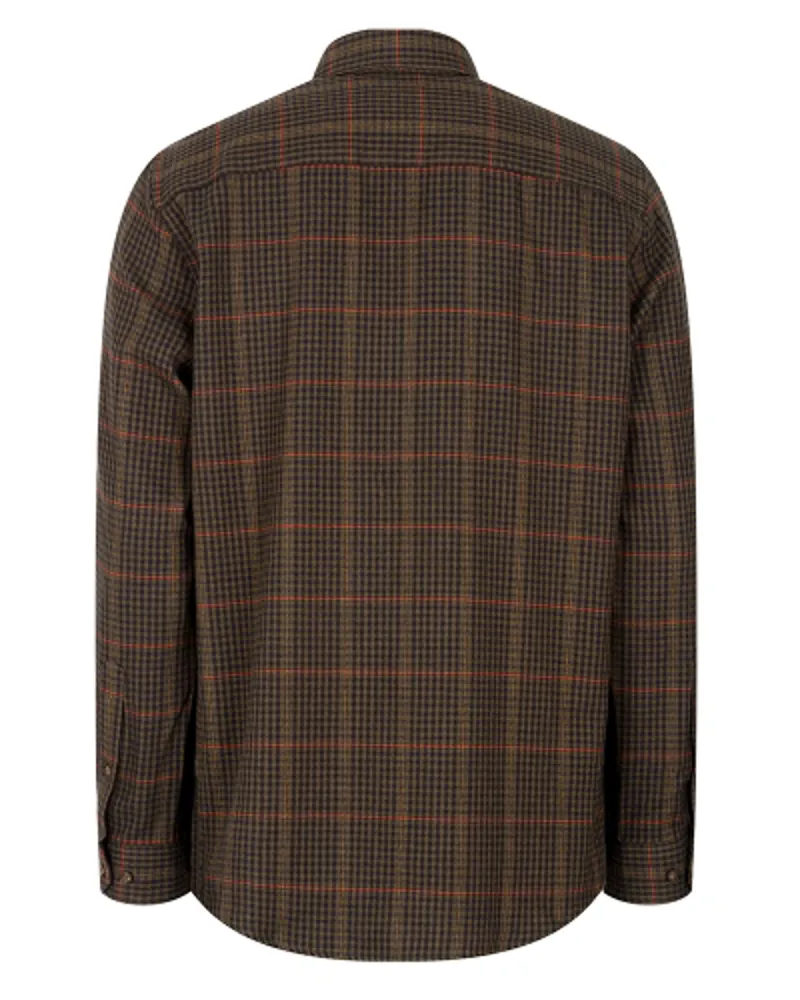 Hoggs Of Fife Harris Cotton/Wool Twill Check Shirt - Green-1